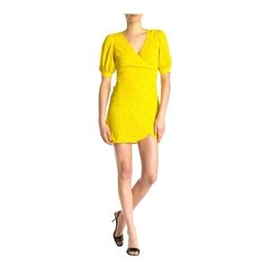 Lush Yellow Print Wrap Dress in Size S